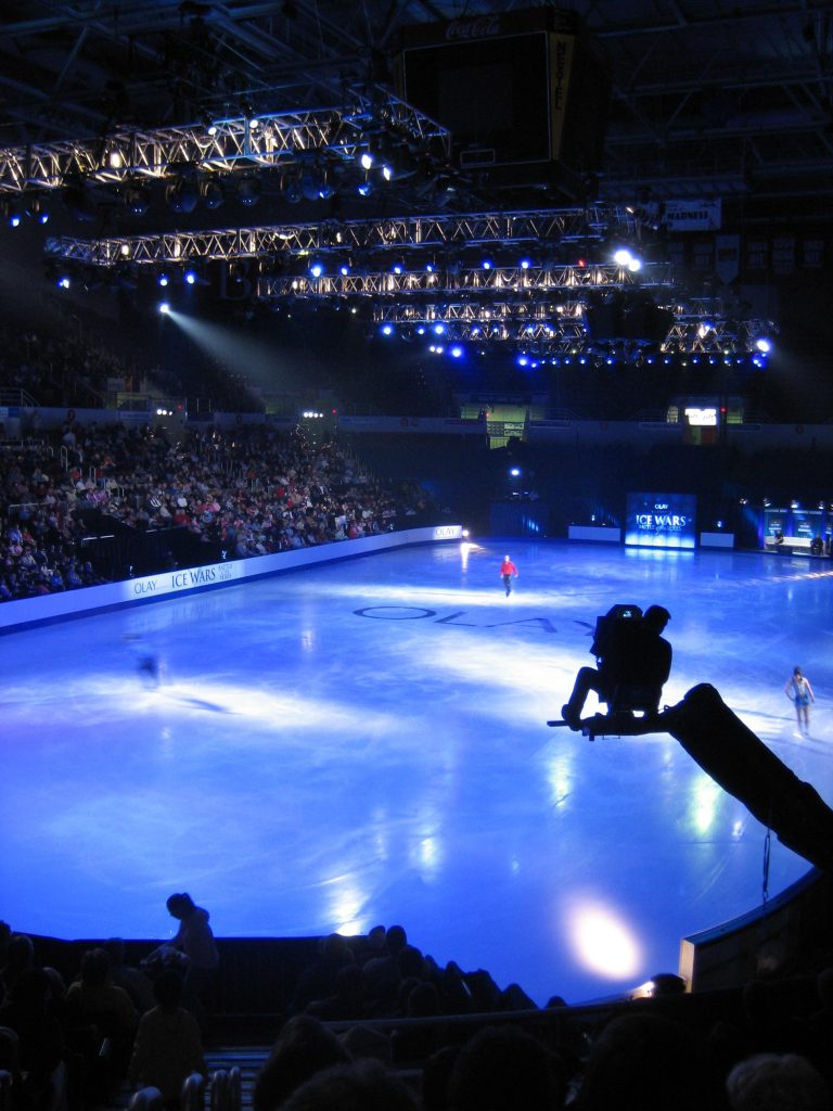 A photo of an ice skater on the Ice Wars television broadcast